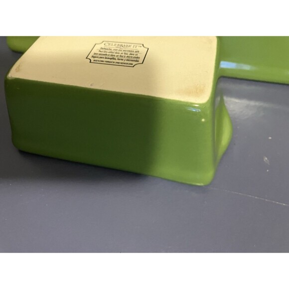 3 "Celebrate It "Ceramic Bakeware Dishes Loaf Pans Autumn Green Decor Holiday - Picture 9 of 13